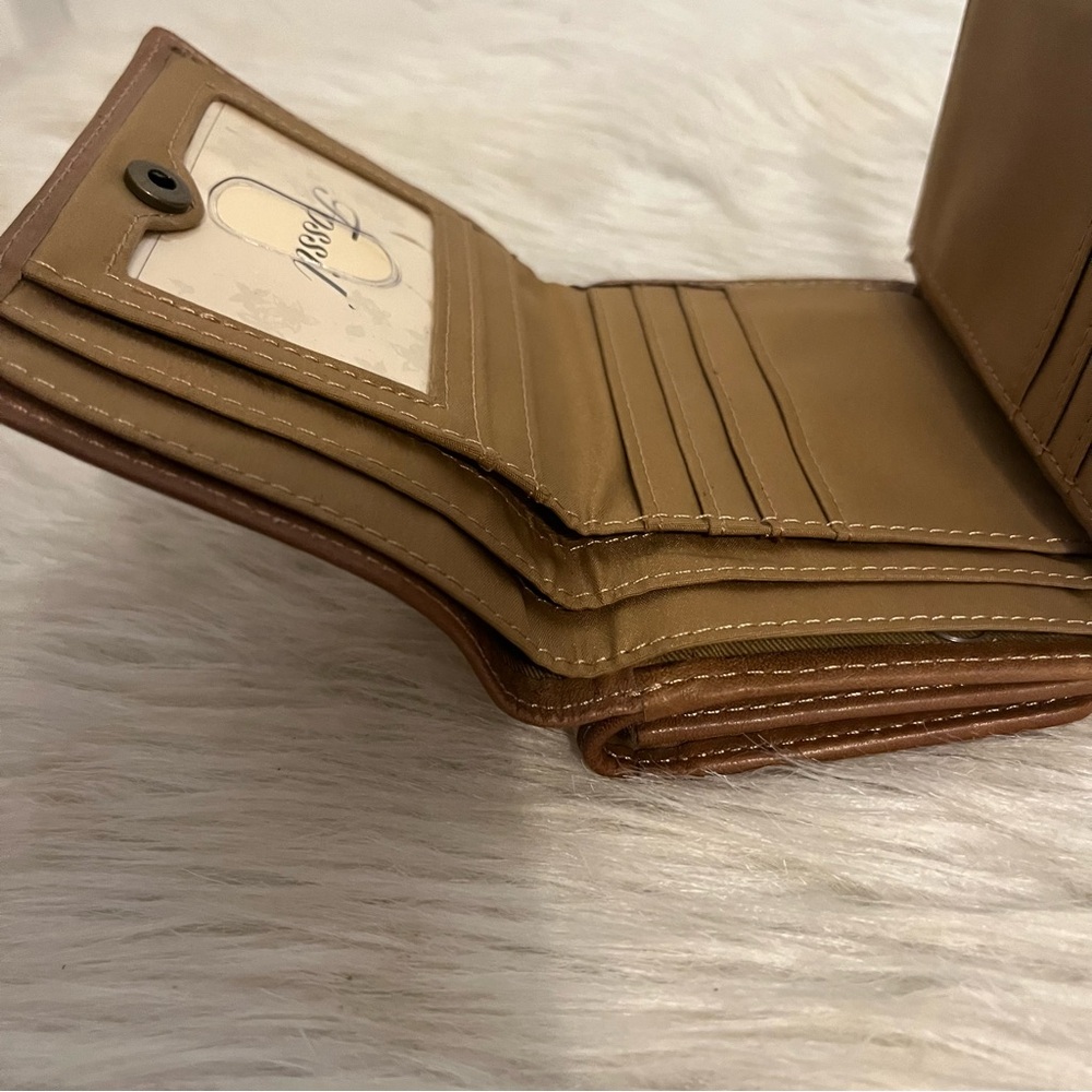 Fossil Beige and Brown Leather Wallet with Floral Studs - Picture 11 of 15